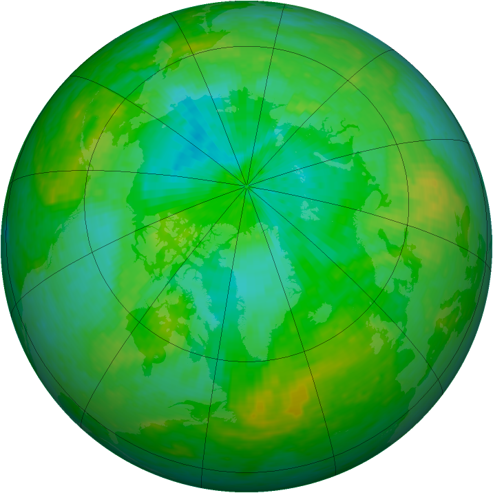 Arctic ozone map for 30 July 1990